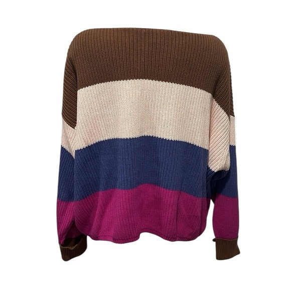 French Connection multicolor striped cotton sweater size large - Picture 2 of 7